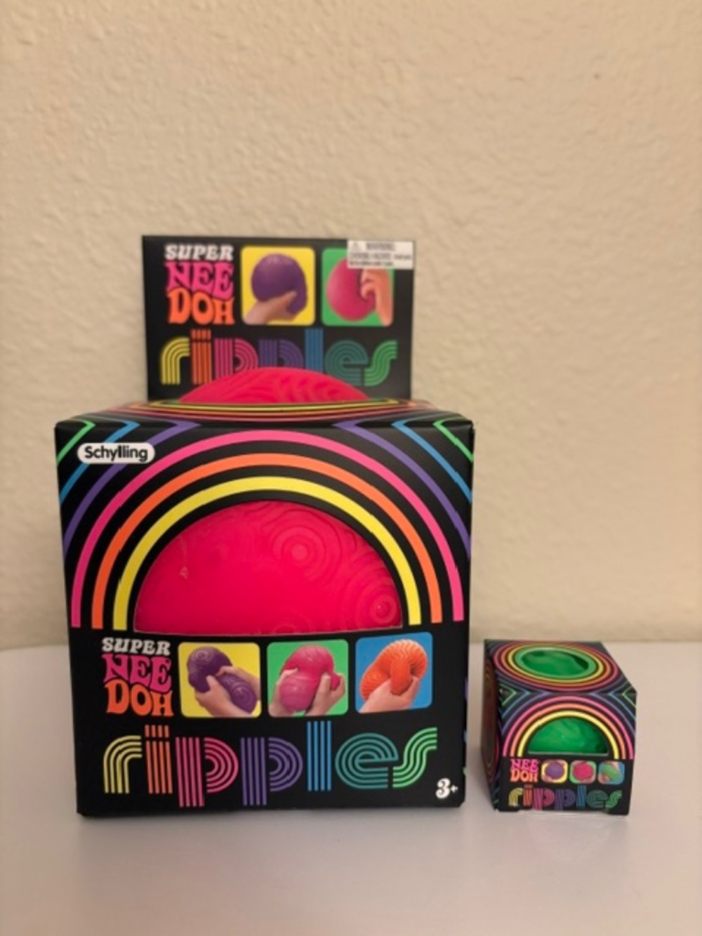 NeeDoh Ripples XL Pink Mini Green Squishy Giant Sensory Toy Set of 2
